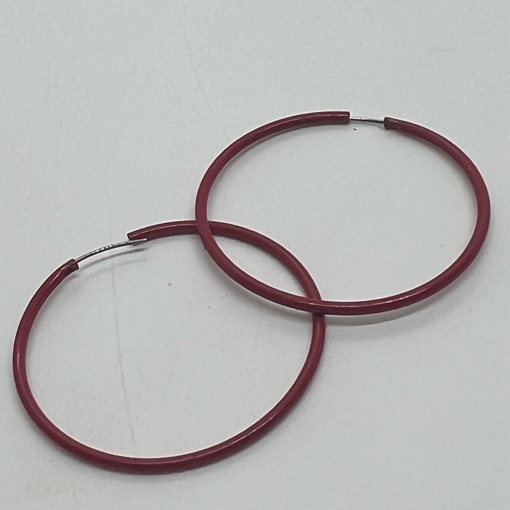 Small Red Hoop Earrings